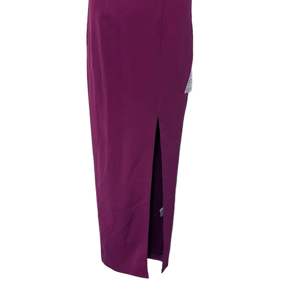 BARIANO Jersey Berry-Burgundy One Shoulder Gown Formal Cocktail Maxi Prom Dress - Picture 9 of 16